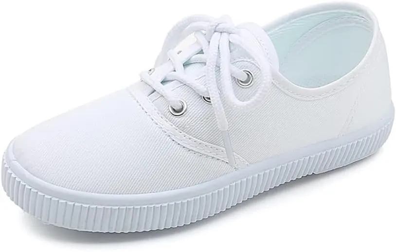 Kids White Canvas Shoes Toddler Classic Slip-on Sneaker for Girls Boys Casual Tennis Running Shoes