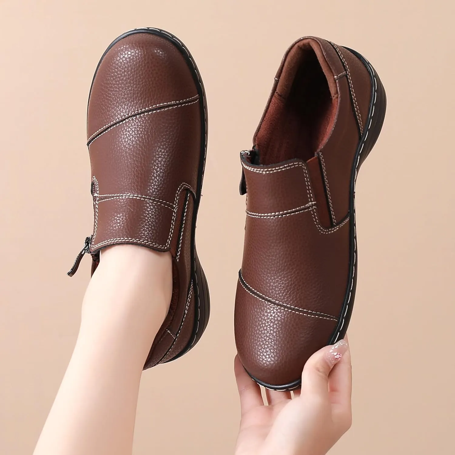 Loafers for Women Women's Loafers & Slip-Ons Zipper Walking Flats Casual Shoes Orthopedic Shoes Comfortable Dress Shoes Office Work Shoes