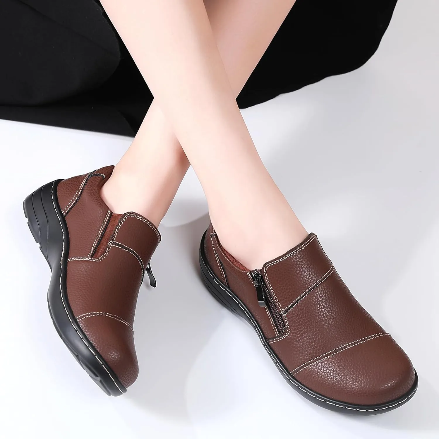 Loafers for Women Women's Loafers & Slip-Ons Zipper Walking Flats Casual Shoes Orthopedic Shoes Comfortable Dress Shoes Office Work Shoes