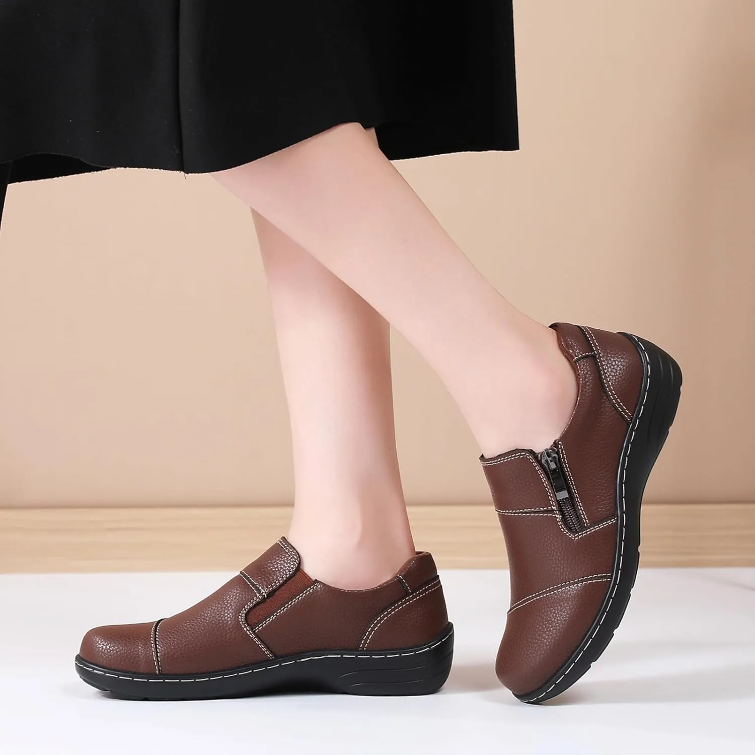 Loafers for Women Women's Loafers & Slip-Ons Zipper Walking Flats Casual Shoes Orthopedic Shoes Comfortable Dress Shoes Office Work Shoes