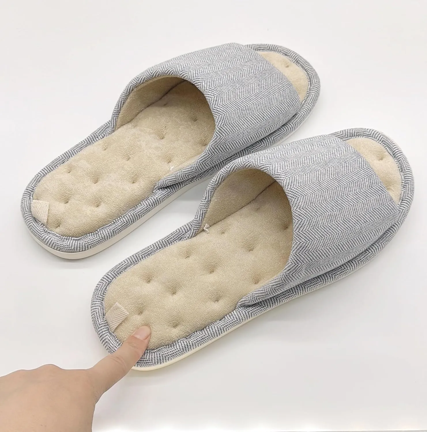 MAGILONA Women House Slippers Mens Bedroom Indoor Shoes Fall Memory Foam Open-Toe Home Shoes Slid Flax Soft Non-Slip Shoes