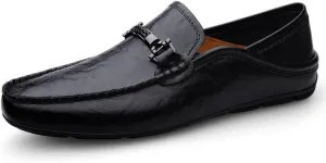 Men Loafers Breathable Casual Summer Shoes Hollow Out Men's Shoes Male Business Driving Shoes (Black,9)