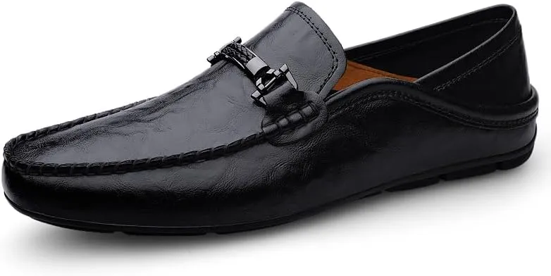 Men Loafers Breathable Casual Summer Shoes Hollow Out Men's Shoes Male Business Driving Shoes (Black,9)