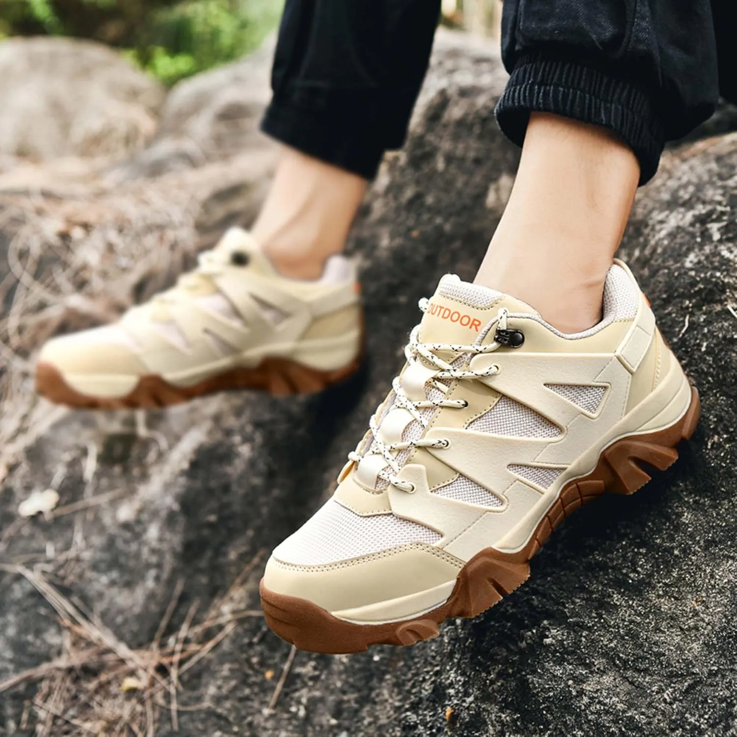 Men's Anti-slip Climbing Shoes Breathable Comfortable Hiking Shoes Outdoor Wearable Outsole Travel Shoes Outdoor Sports Walking Camping Off-road Shoes