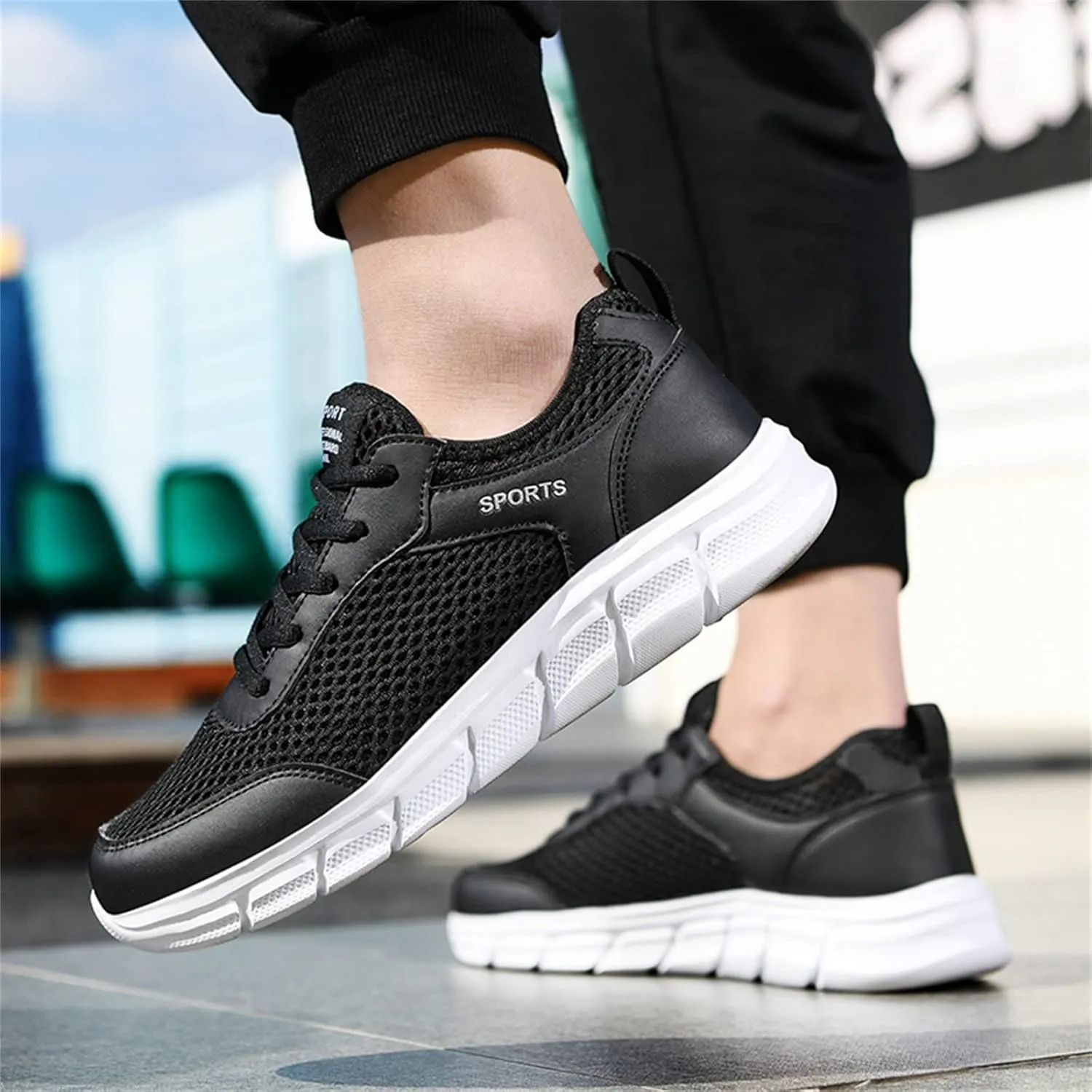 Men's Arch Support Workout Shoes Lightweight Breathable Walking Shoe Gym Tennis Lightweight Work Shoes for Men