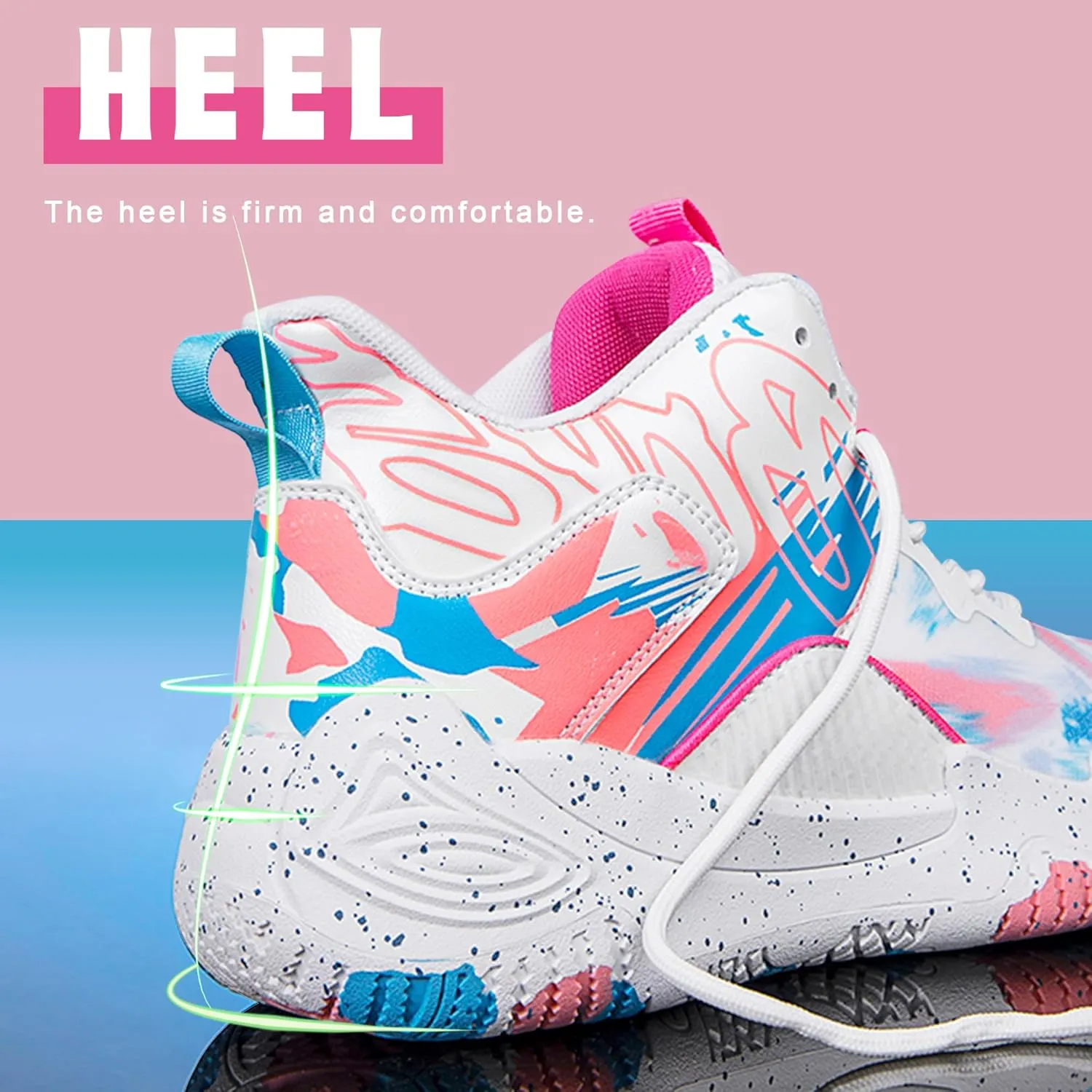 Men's Basketball Shoes Breathable Anti Slip Fashionable Graffiti Training Shoes Outdoor Shoes