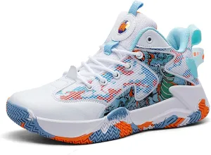 Men's Breathable Mesh Lace Up Basketball Shoes Fashion High-Top Non-Slip Sneakers Casual Gym Sports Tennis Jogging Shoes