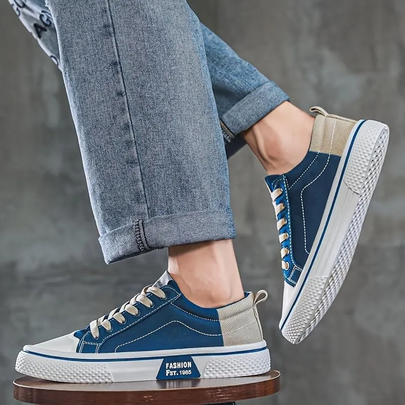 Men's Canvas Sneakers Breathable Low-Top Lace-Up Shoes with Non-Slip Sole Casual Fashion Shoes for Men