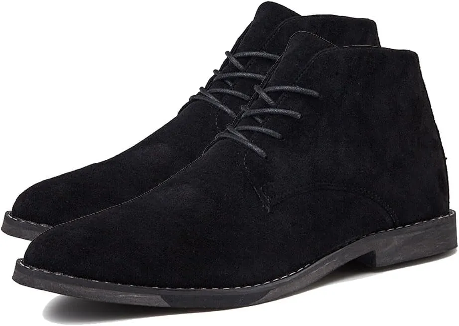 Men's High Top Chukka Boot Comfy Waterproof Hiking Combat Boots Lace up Low Heel Booties Ankle Boots