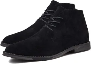 Men's High Top Chukka Boot Comfy Waterproof Hiking Combat Boots Lace up Low Heel Booties Ankle Boots