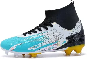 Men's High-Top Lace-Up Indoor Futsal Turf Cleat Sneaker with Non-Slip Spikes for Soccer Shoes