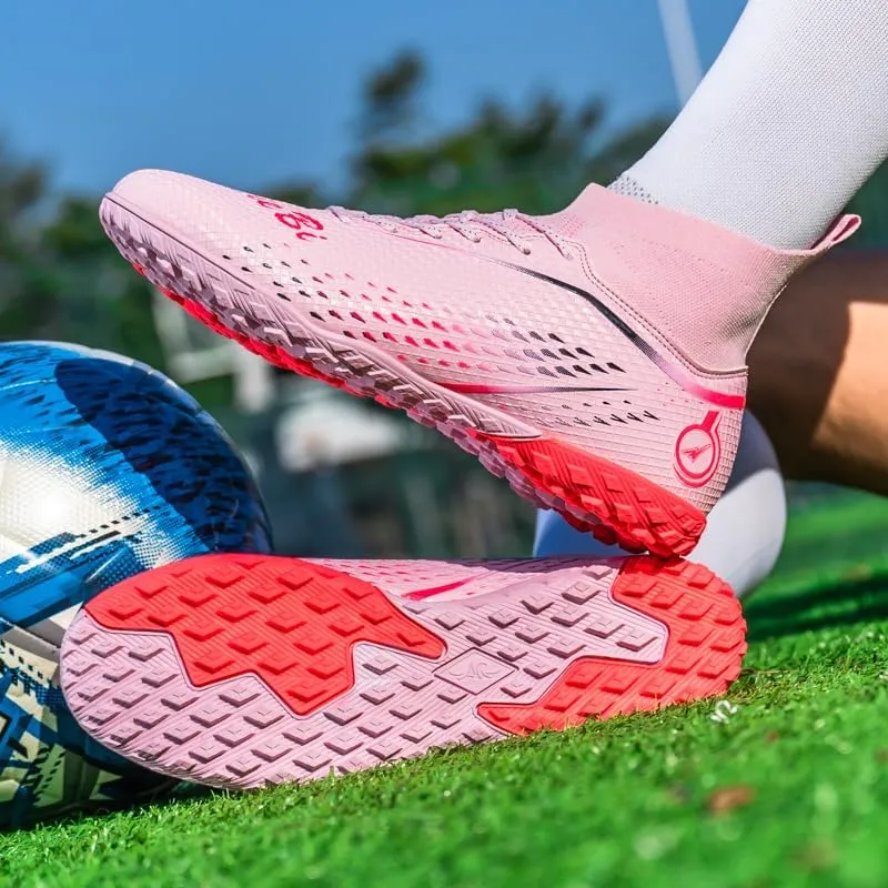 Men's High-Tops Soccer Cleats Lace-Up Adult Football Shoes Lightweight Professional Athletic Training Soccer Shoes