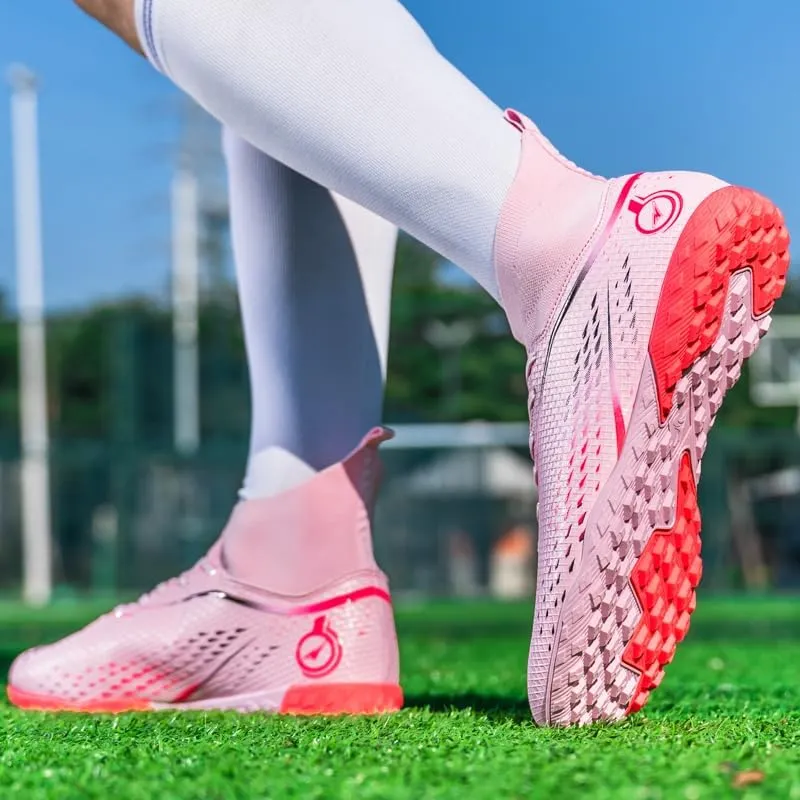 Men's High-Tops Soccer Cleats Lace-Up Adult Football Shoes Lightweight Professional Athletic Training Soccer Shoes