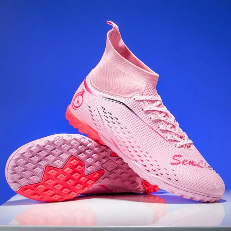 Men's High-Tops Soccer Cleats Lace-Up Adult Football Shoes Lightweight Professional Athletic Training Soccer Shoes