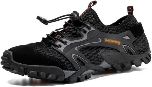 Men's Hiking Shoes, Wading Shoes, Hiking, Outdoor, Rock Climbing, Hollow, Breathable (Color : Black, Size : 8.5)