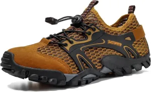 Men's Hiking Shoes, Wading Shoes, Hiking, Outdoor, Rock Climbing, Hollow, Breathable (Color : Brown, Size : 7.5)