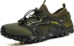 Men's Hiking Shoes, Wading Shoes, Hiking, Outdoor, Rock Climbing, Hollow, Breathable (Color : Green, Size : 8)