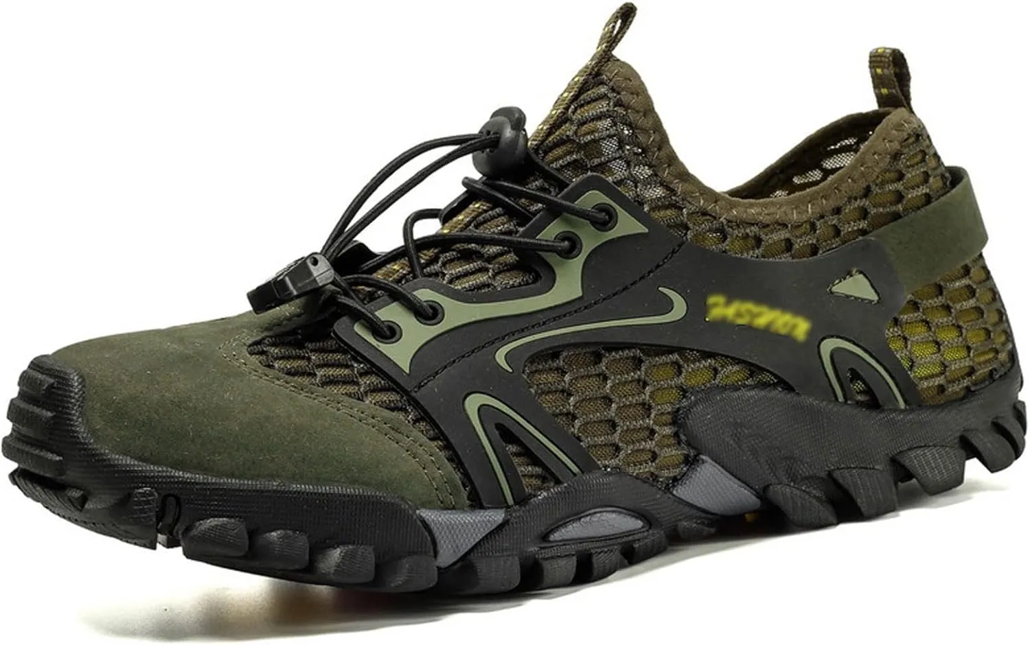 Men's Hiking Shoes, Wading Shoes, Hiking, Outdoor, Rock Climbing, Hollow, Breathable (Color : Green, Size : 8)