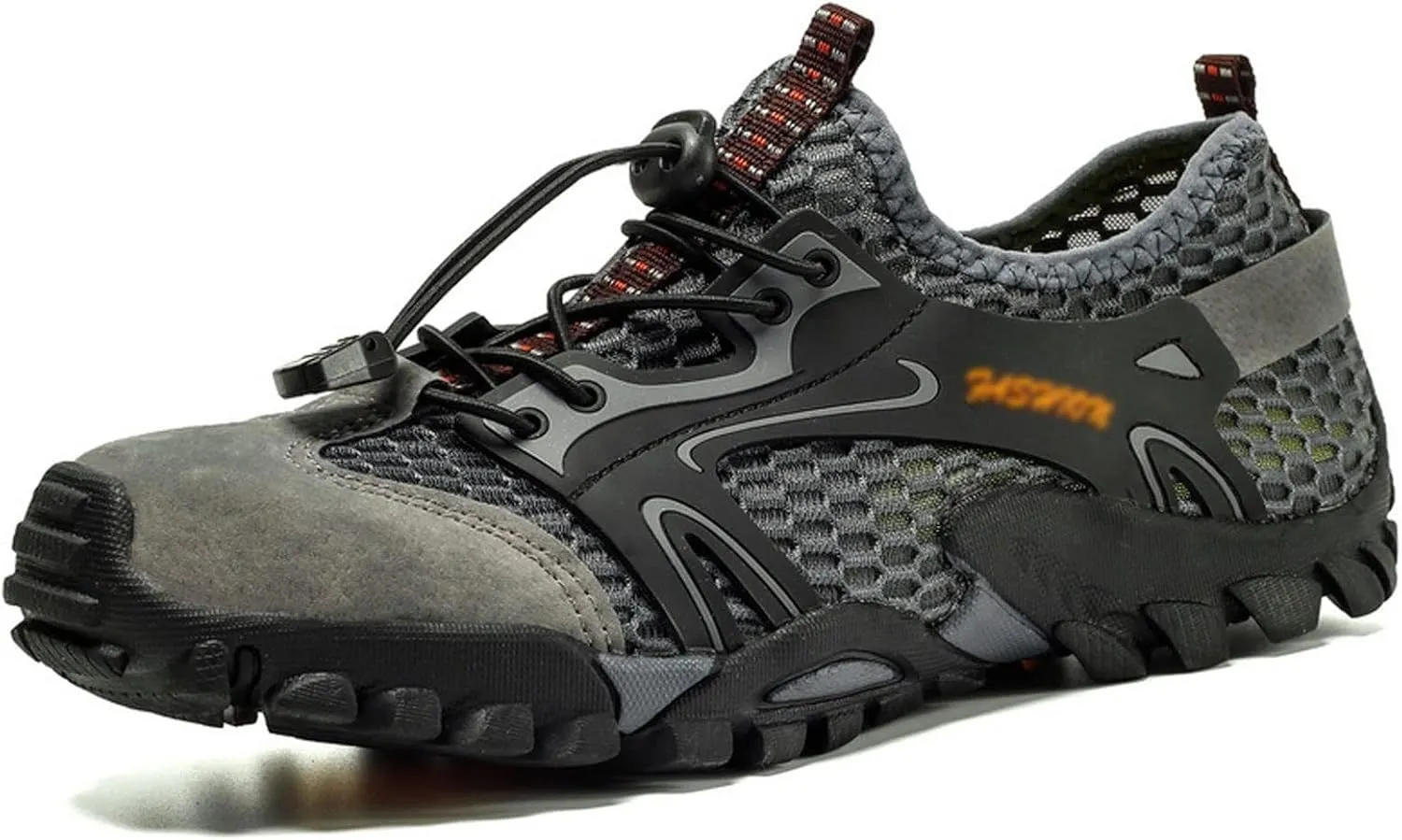 Men's Hiking Shoes, Wading Shoes, Hiking, Outdoor, Rock Climbing, Hollow, Breathable (Color : Gris, Size : 9)