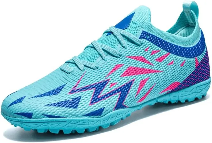 Men's Indoor Soccer Shoes Football Cleats Low-Tops Lace-Up Non-Slip Spikes Sports Athletic Futsal Turf Sneaker
