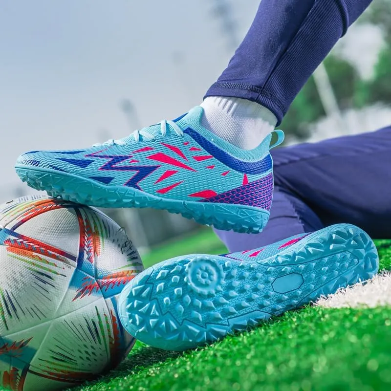 Men's Indoor Soccer Shoes Football Cleats Low-Tops Lace-Up Non-Slip Spikes Sports Athletic Futsal Turf Sneaker