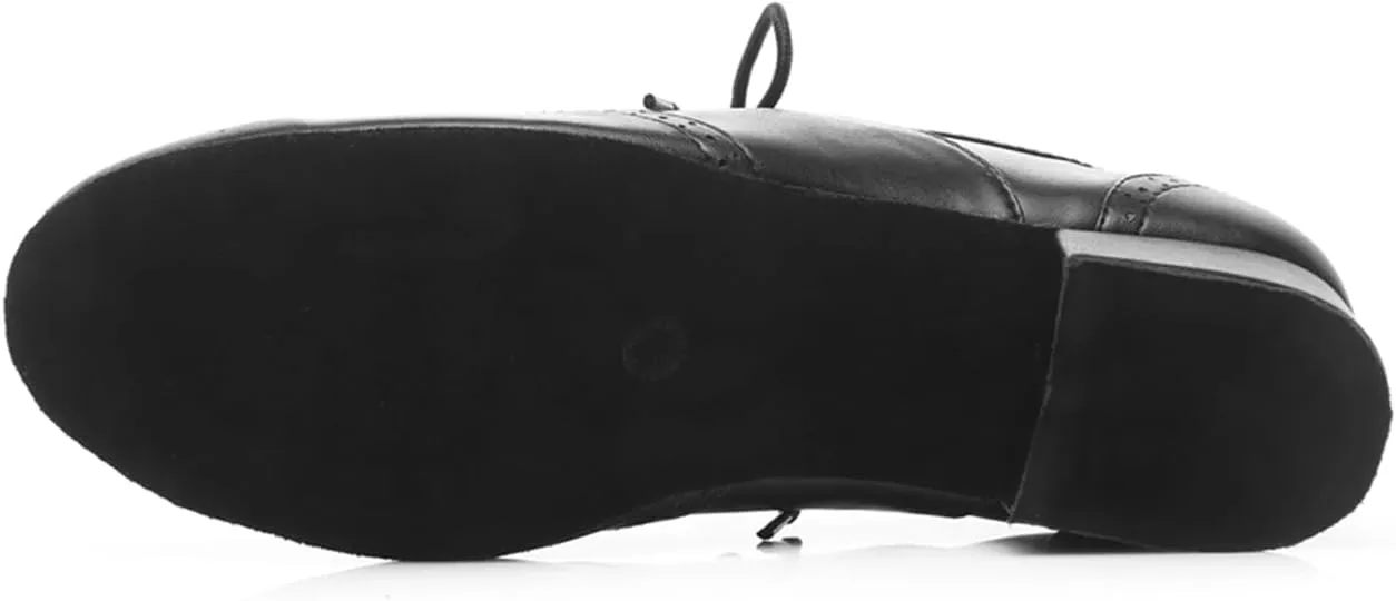 Men's Leather Round Toe Dancing Shoes for Latin Salsa Waltz Tango Ballroom Dance Shoes