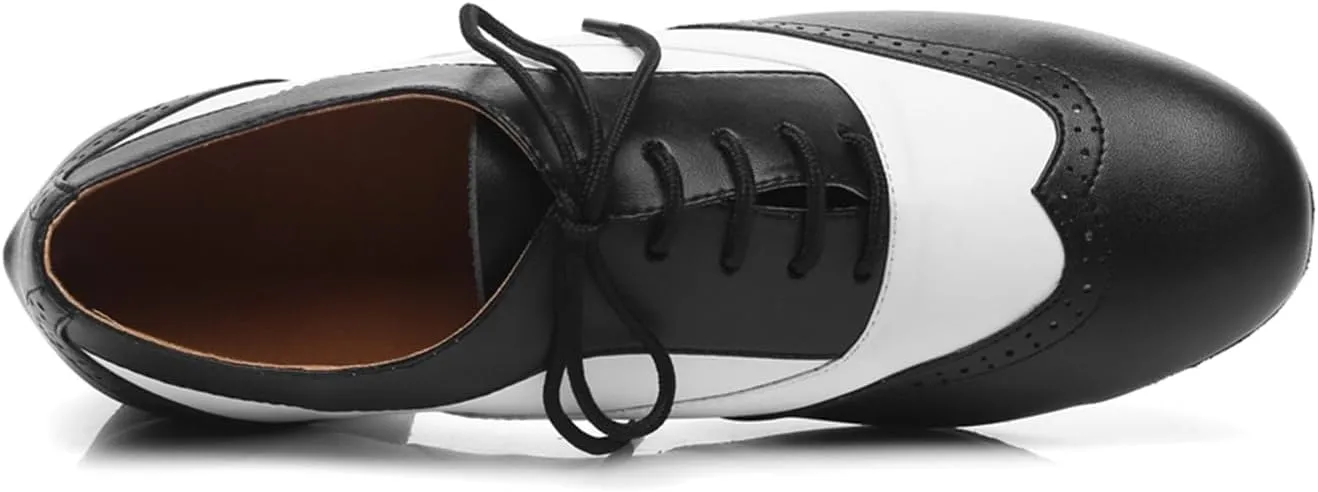 Men's Leather Round Toe Dancing Shoes for Latin Salsa Waltz Tango Ballroom Dance Shoes