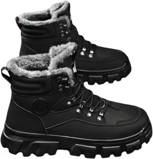 Men's Outdoor Hiking Boots, Breathable Comfortable Non-Slip Boots With Fuzzy Lining For Outdoor Walking Hiking Mountaineering, Autumn And Winter