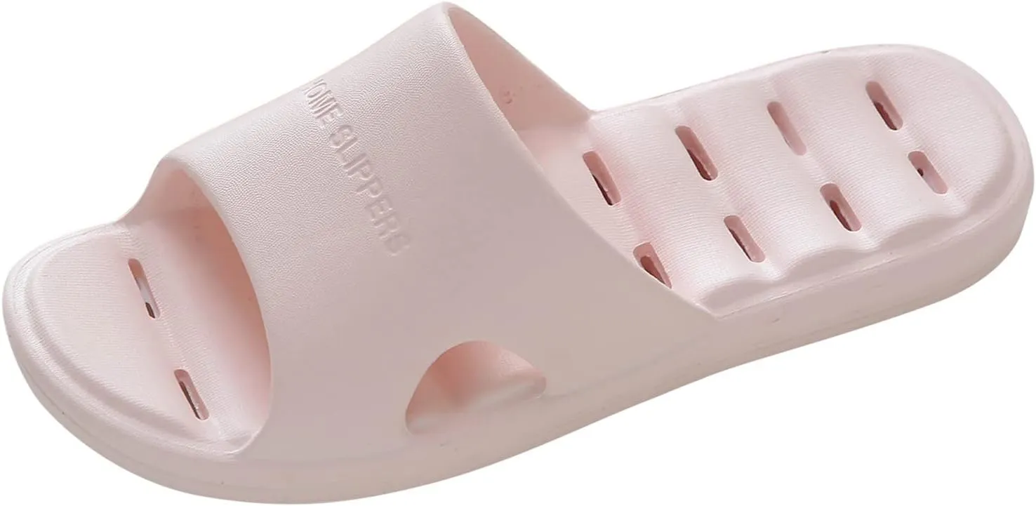 Men's Slides Summer Slippers for Men Shower Shoes with Drainage Holes House Slippers Non Slip Quick Drying Bathroom for Women Men Cloud Slides Pillow Women and Rubber