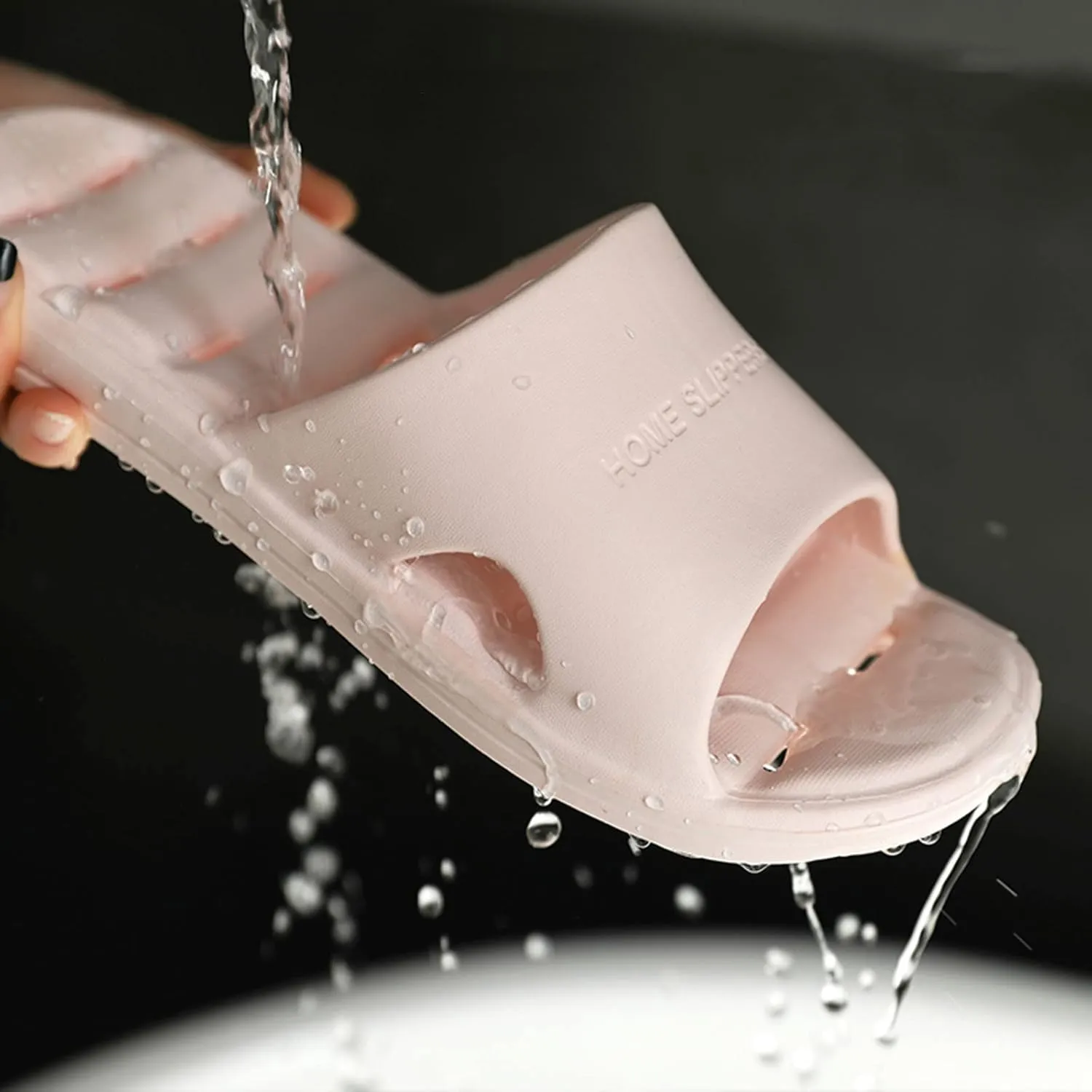 Men's Slides Summer Slippers for Men Shower Shoes with Drainage Holes House Slippers Non Slip Quick Drying Bathroom for Women Men Cloud Slides Pillow Women and Rubber