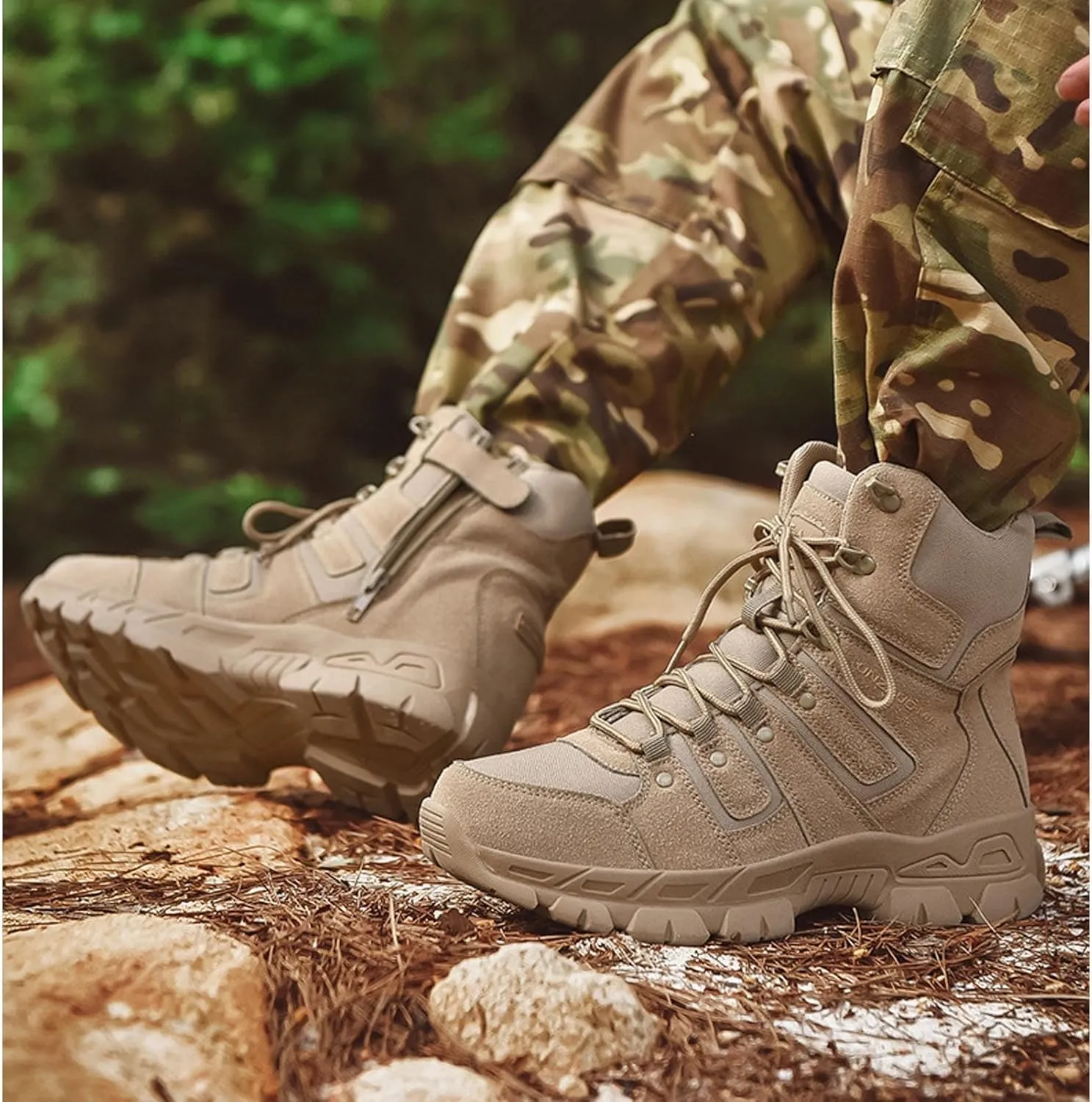 Men's Tactical Boots Lightweight Hiking Boots Water-resistant Military Army Boots Ankle Duty Hunting Boots