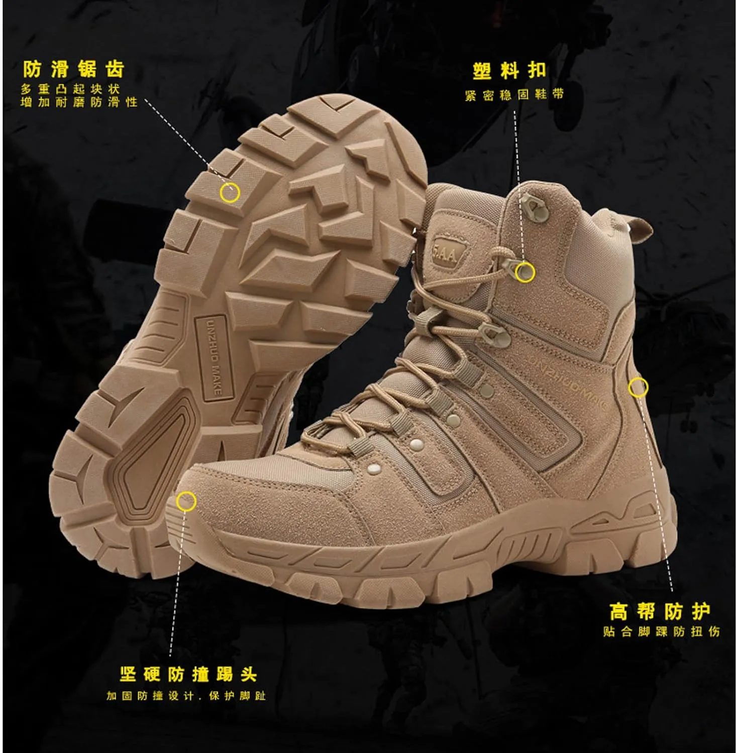 Men's Tactical Boots Lightweight Hiking Boots Water-resistant Military Army Boots Ankle Duty Hunting Boots