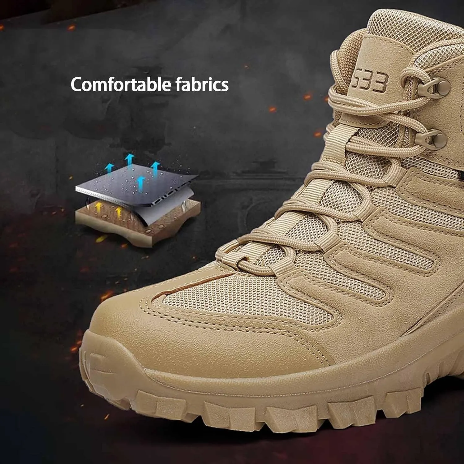 Mens Tactical Boots, Side Zipper Desert Boots Durable Suede Leather Military Work Boots Water Resistant Lightweight Hiking Boots Men's Military Tactical Boot