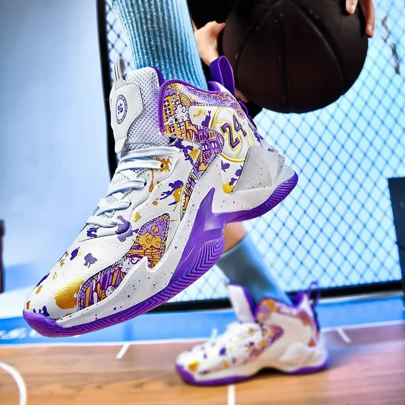 Men's Women's Lace Up High Top Basketball Shoes Ultra-Light Fashion Anti Slip Breathable Sneakers Outdoor Sport Volleyball Shoes