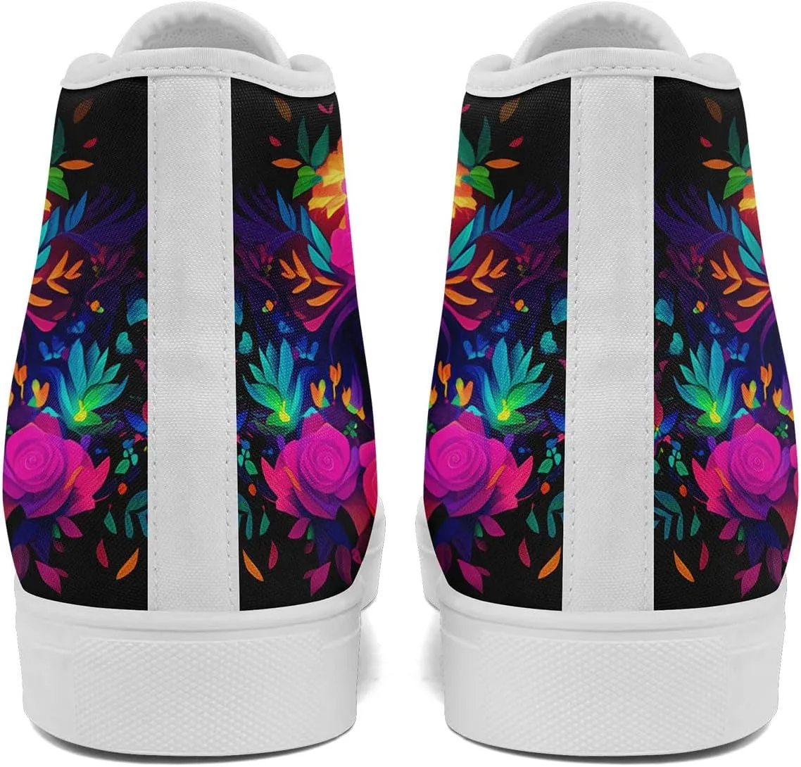 Skull Fashion High-Top Canvas Sneakers for Men Women Casual Tennis Shoes Classic Lace Up Walking Shoes