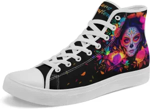 Skull Fashion High-Top Canvas Sneakers for Men Women Casual Tennis Shoes Classic Lace Up Walking Shoes
