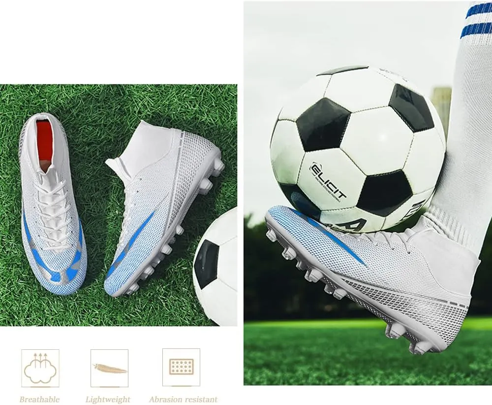 Soccer Cleats for Kids High Top Outdoor Indoor Football Cleats Youth Professional Training Competition Soccer Shoes for Boy