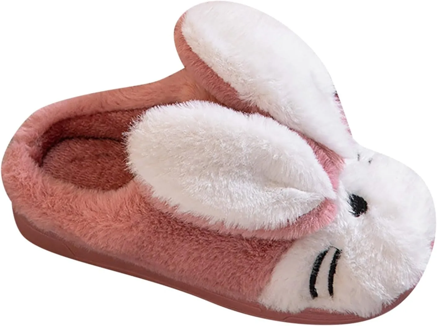 Sole Leather Bunny Ear Slippers for Toddler Baby Boys Girls Kids Fuzzy Non Slip Ankle Flat Shoes Indoor Bedroom Slipper