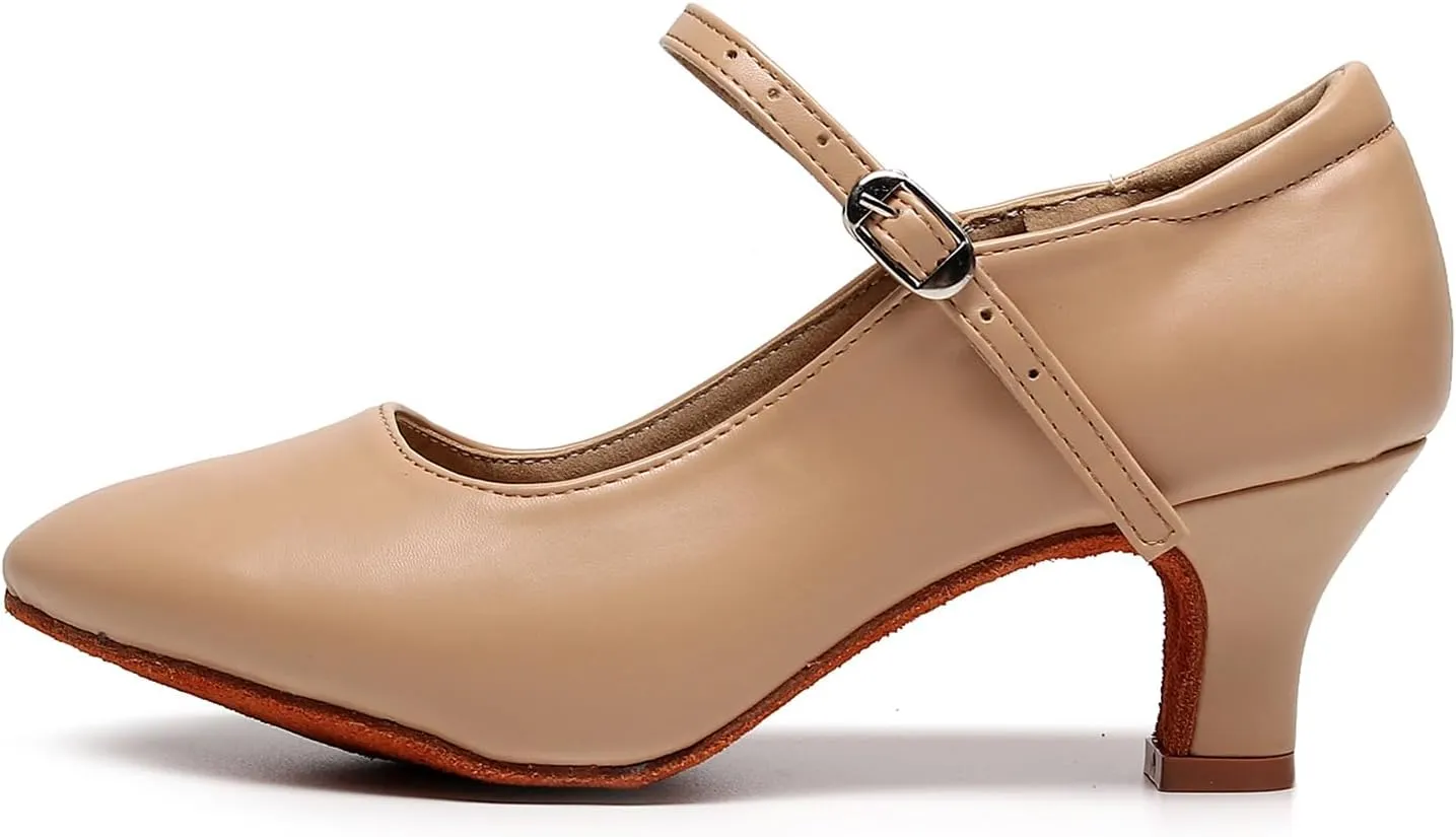 SWDZM Womens Ballroom Dance Shoes Closed Toe Latin Salsa Character Tango Practice Dancing Shoes