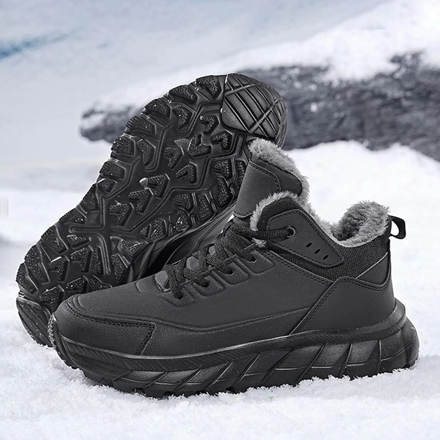 Teen Boys Winter Boots, Waterproof Hiking Boots Athletic Short Rain Boots Trekking Snow Boots Womens Winter Shoes