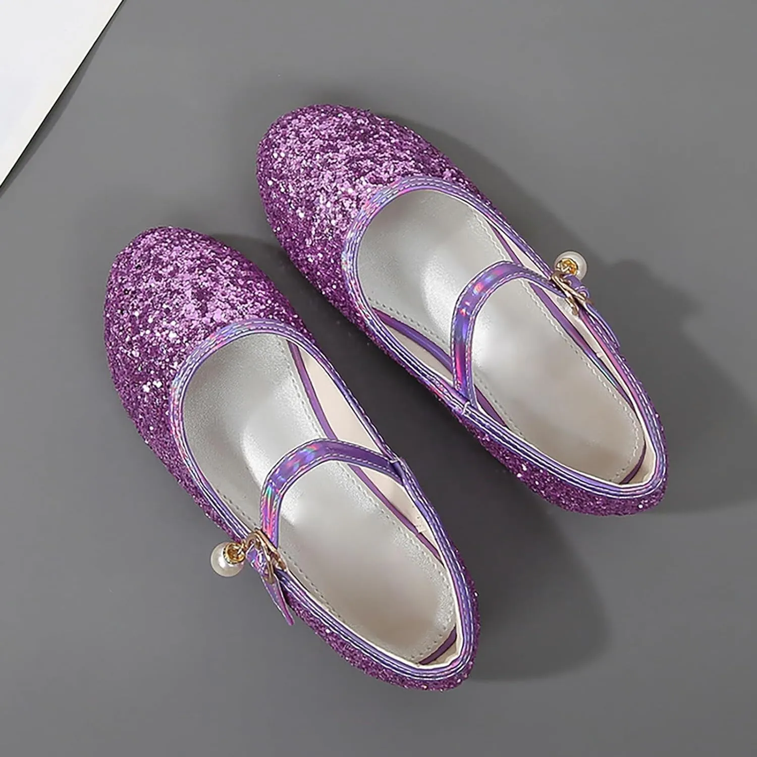 Toddler Girls Dress Shoes Mary Jane Shoes for Girls Low Heels Toddler Glitter Flats for Wedding Party