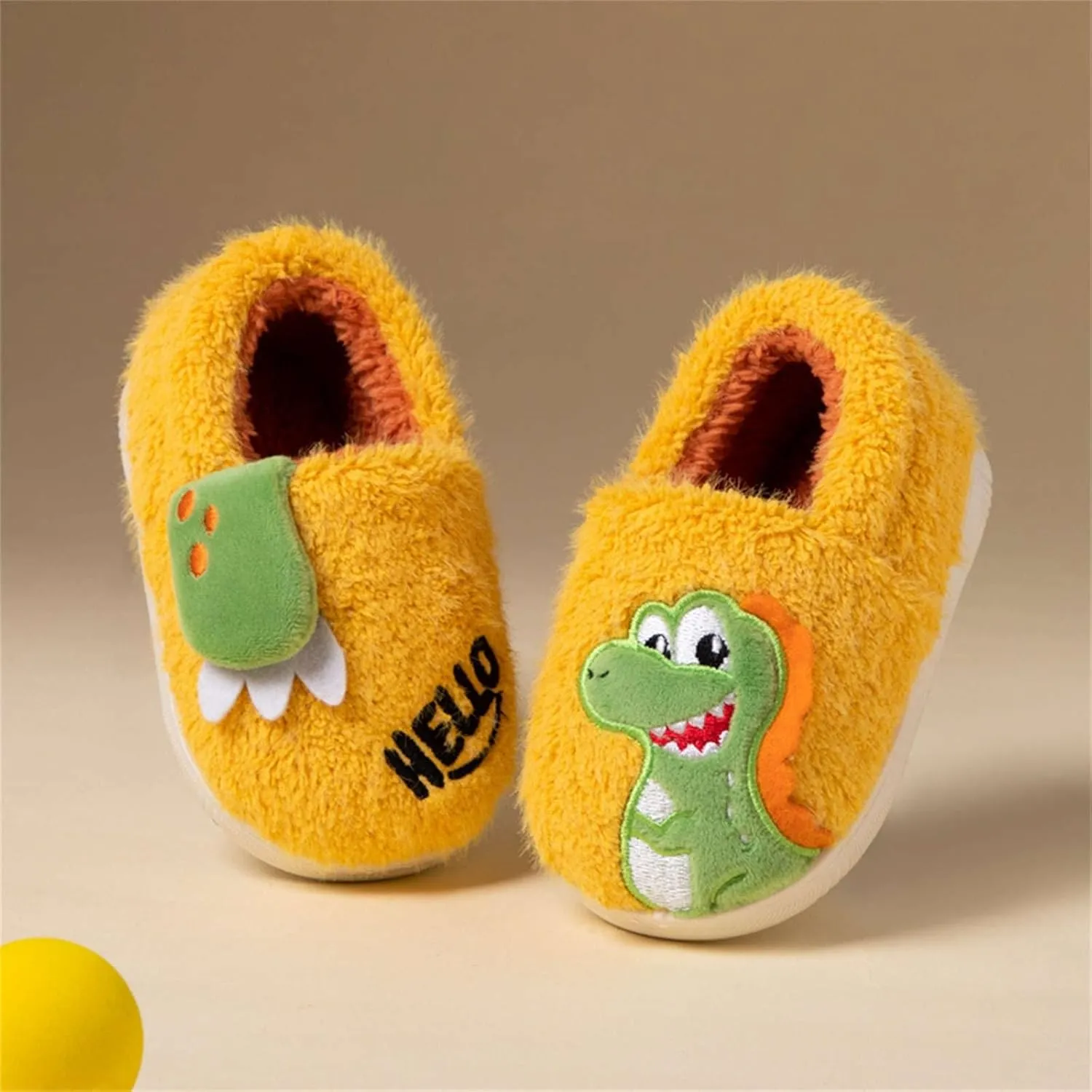 Toddler Kids Winter Slippers Boys Girls House Cartoon Animal Slip On Preppy Warm Fleece Indoor Outdoor Shoes