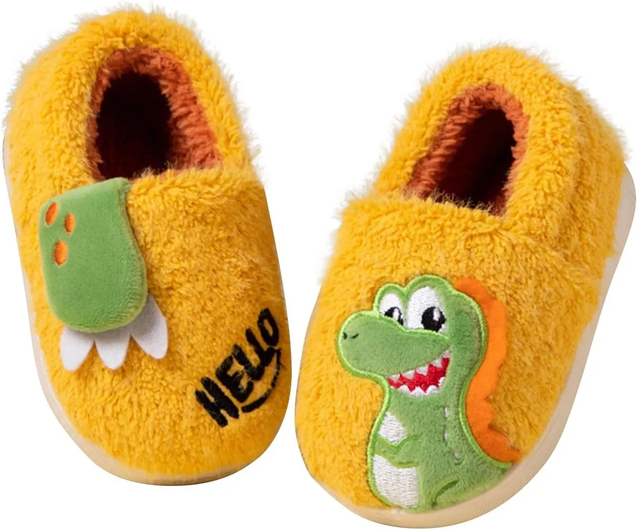 Toddler Kids Winter Slippers Boys Girls House Cartoon Animal Slip On Preppy Warm Fleece Indoor Outdoor Shoes