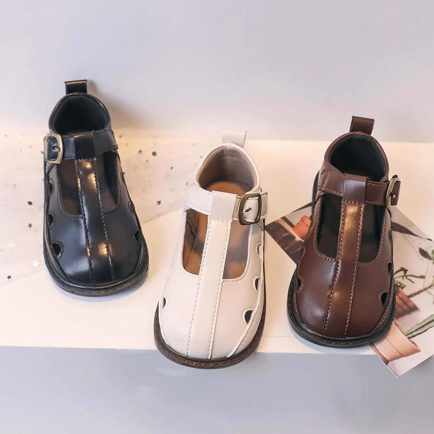 Toddler Little Girl Mary Jane Dress Shoes Ballet Flat for Girl Party School Shoes Hollowed Slip On Princess Girls Shoes