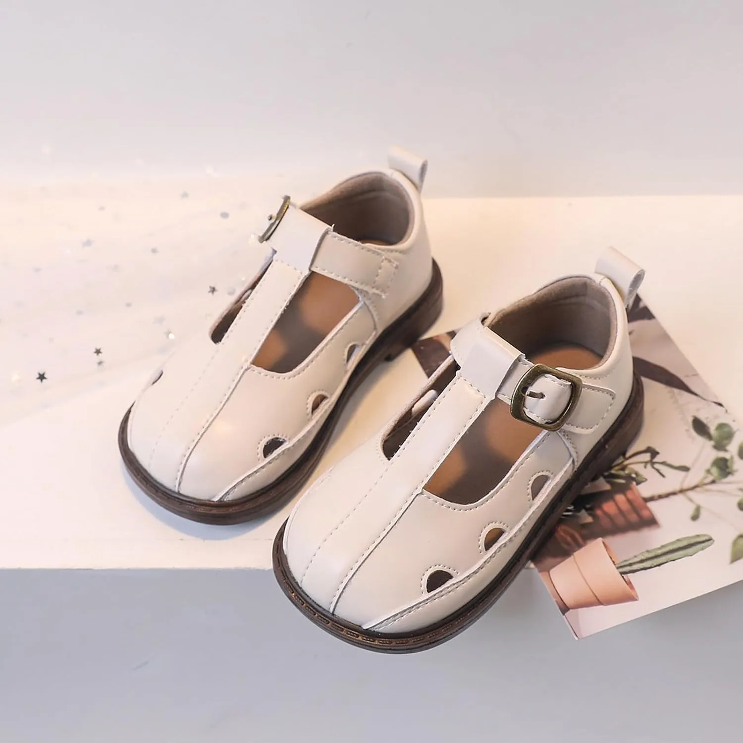 Toddler Little Girl Mary Jane Dress Shoes Ballet Flat for Girl Party School Shoes Hollowed Slip On Princess Girls Shoes