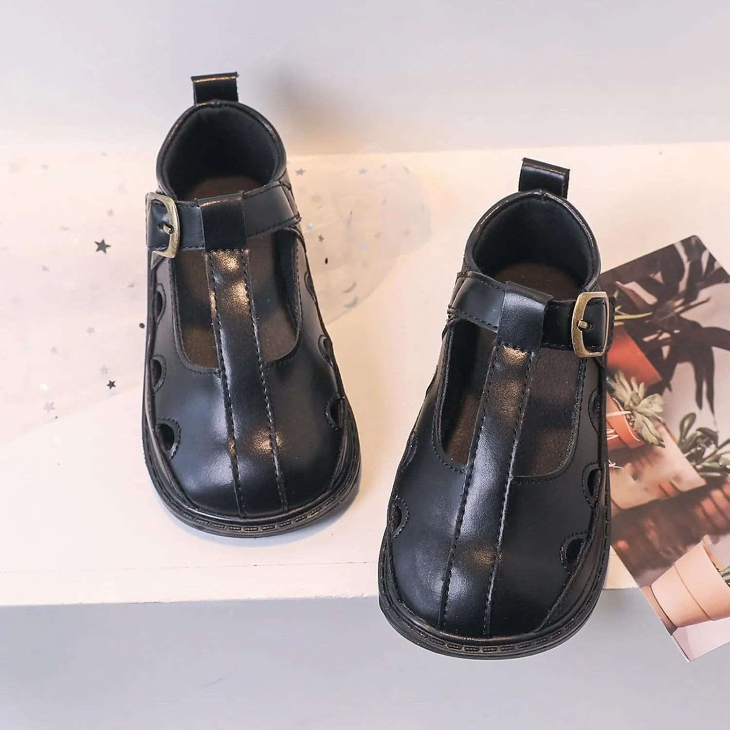 Toddler Little Girl Mary Jane Dress Shoes Ballet Flat for Girl Party School Shoes Hollowed Slip On Princess Girls Shoes