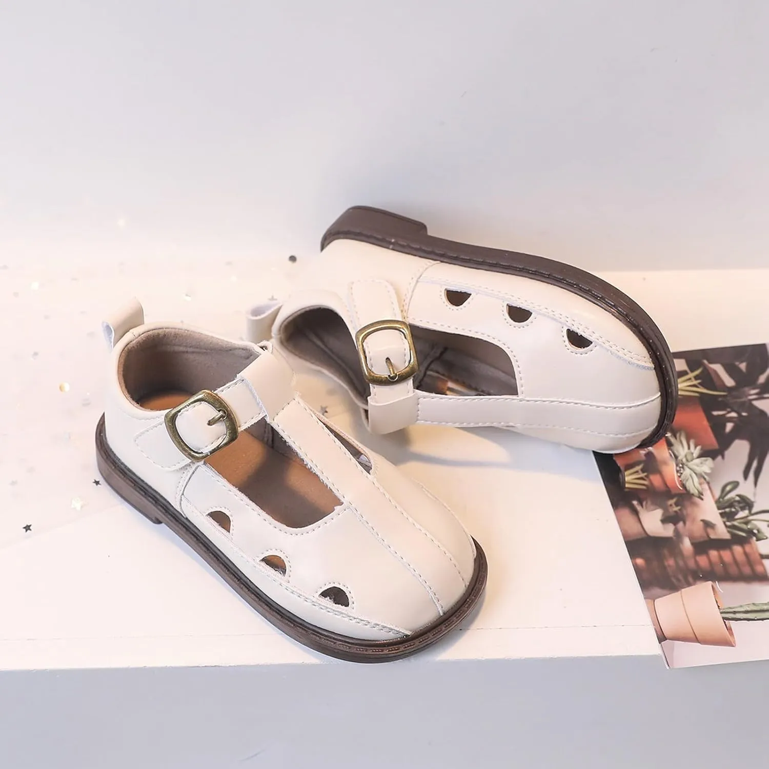 Toddler Little Girl Mary Jane Dress Shoes Ballet Flat for Girl Party School Shoes Hollowed Slip On Princess Girls Shoes