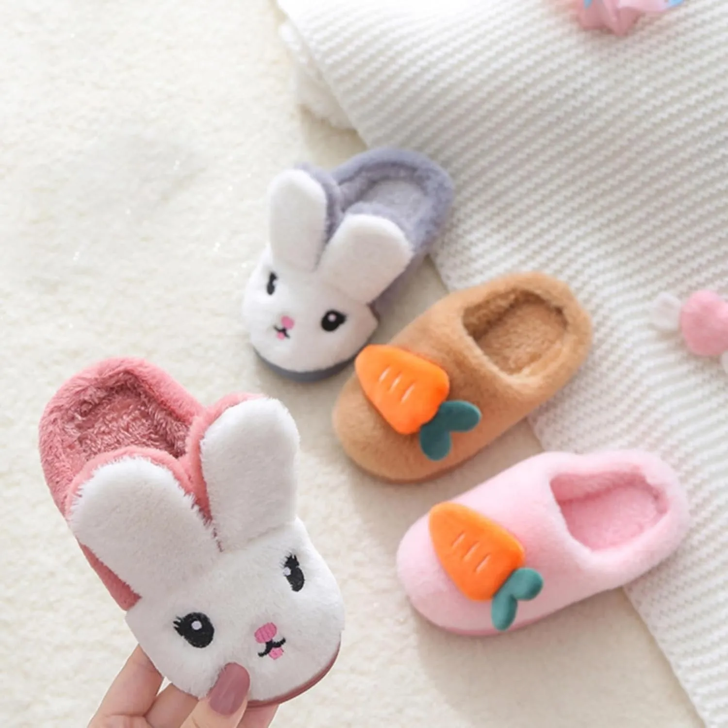 Toddlers House Shoes Infant Toddler Boy And Girl Slip On Furry Plush Flat Winter Round Toe Girls Cat Slippers Size 12