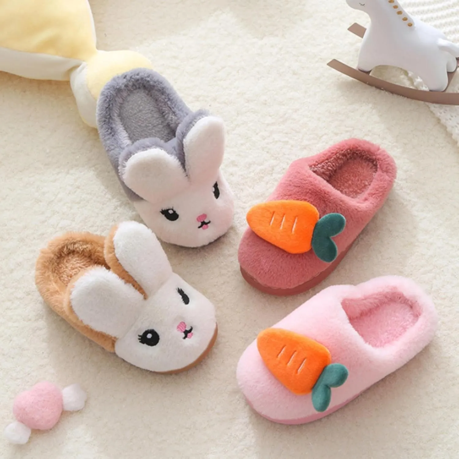 Toddlers House Shoes Infant Toddler Boy And Girl Slip On Furry Plush Flat Winter Round Toe Girls Cat Slippers Size 12