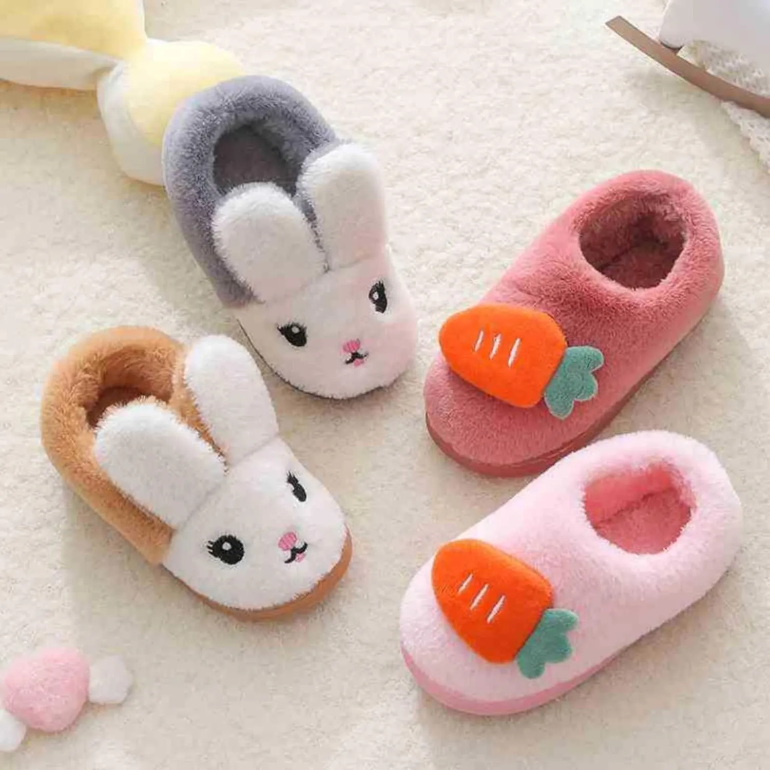 Toddlers House Shoes Infant Toddler Boy And Girl Slip On Furry Plush Flat Winter Round Toe Girls Cat Slippers Size 12
